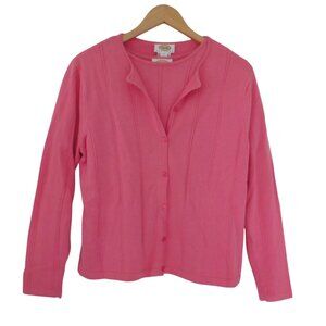 Talbots Women's Petite  Pink Twin Set Cardigan & Tank Sz Large PL Cotton Blend